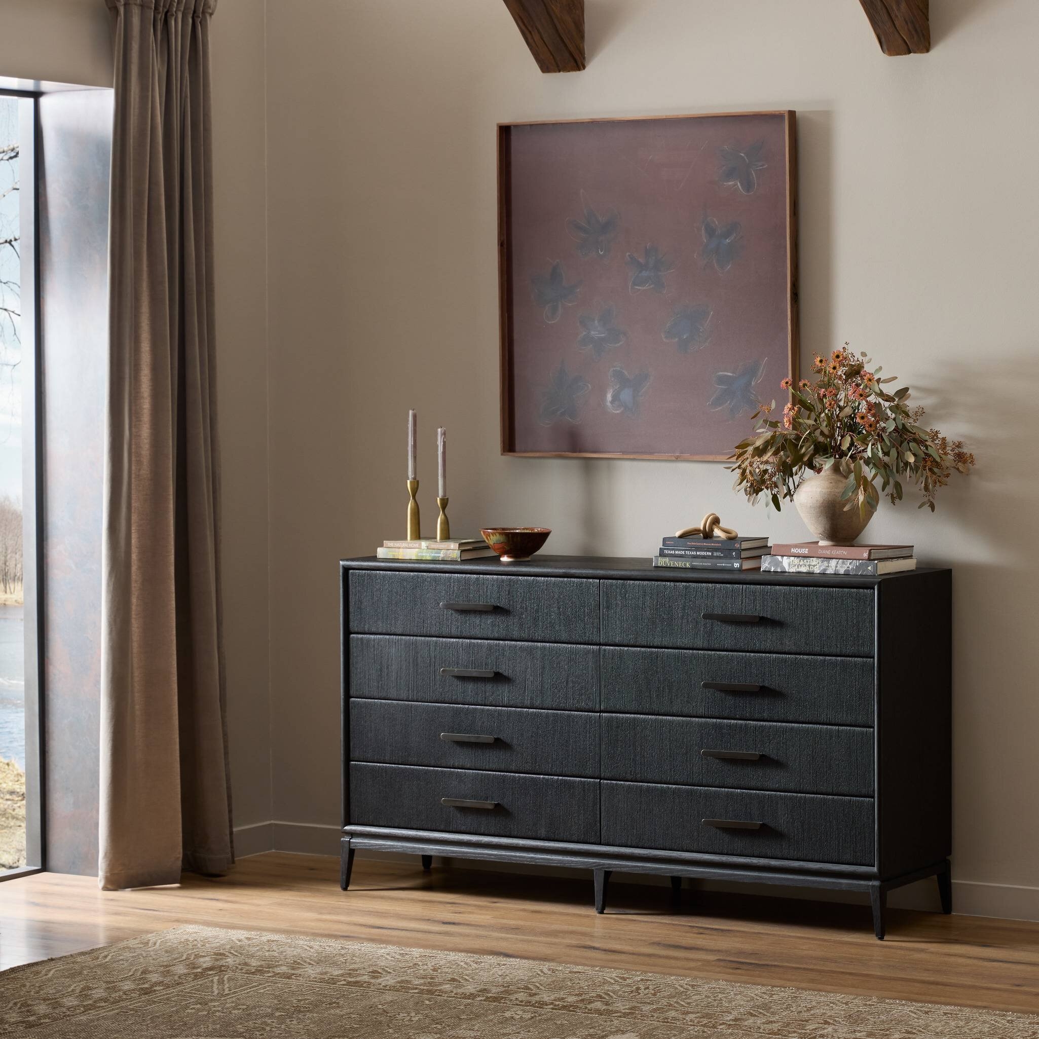 Rosenell 8 Drawer Dresser - Black Paper Cord - Image 3