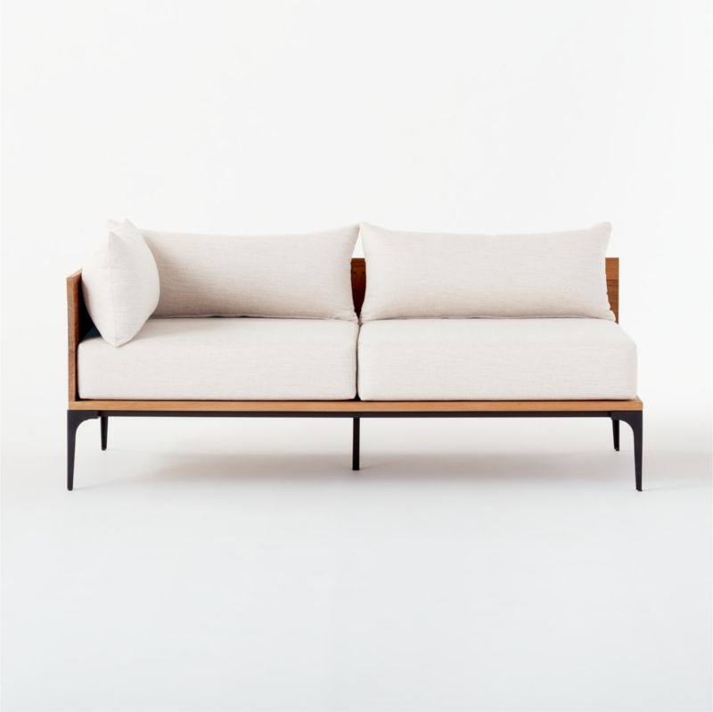 Naya Cast Iron and Teak Left Arm Loveseat - Image 1