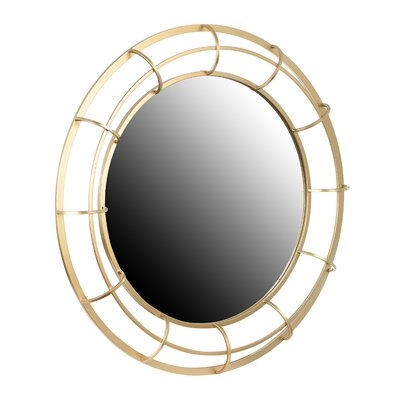 Round Metal Wall Mirror, Gold - Image 0