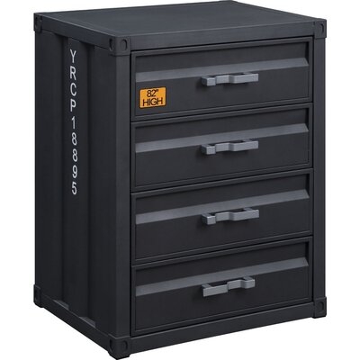4 Storage Drawered Metal Cargo Chest, Black - Image 0