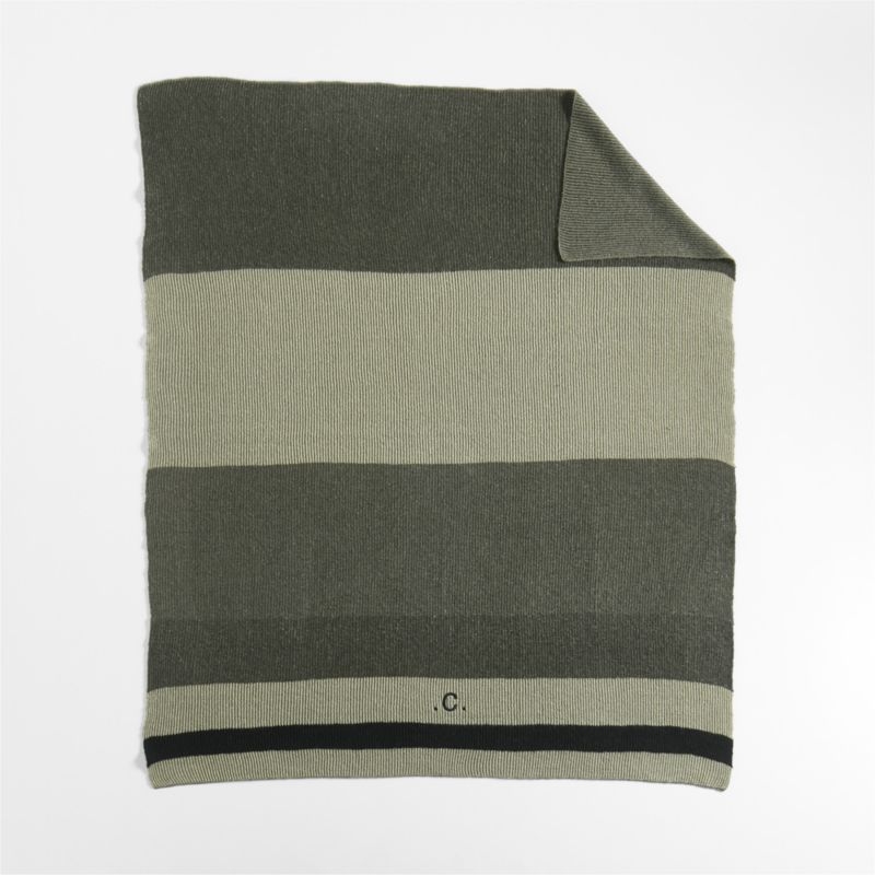 Ribbed Knit 70"x55" Wool Blend Spanish Moss Green Throw Blanket - Image 2