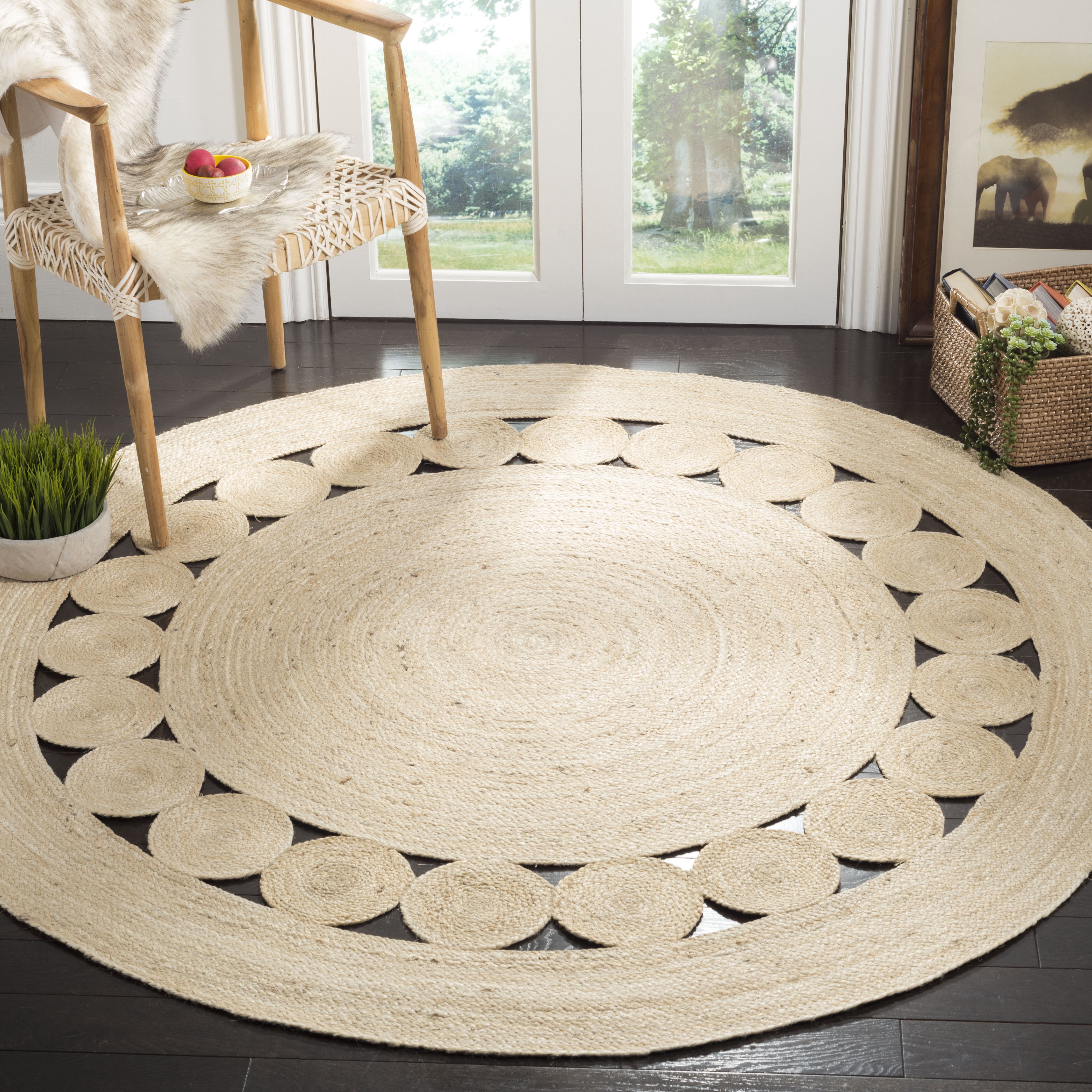 Arlo Home Hand Woven Area Rug, NF364B, Ivory,  5' X 5' Round - Image 1