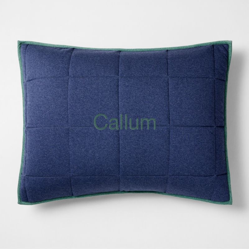 Comfy Tee Organic Cotton Jersey Navy Standard Quilted Bed Pillow Sham - Image 2