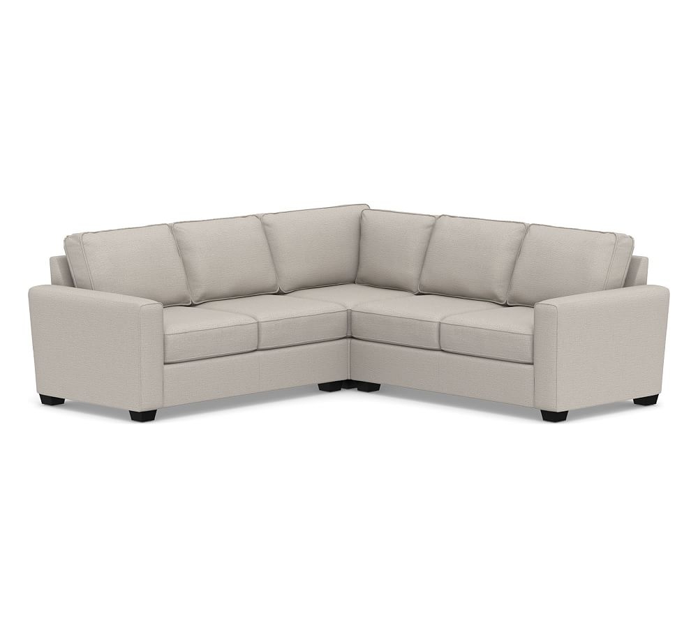 SoMa Fremont Square Arm Upholstered 3-Piece L-Shaped Corner Sectional, Polyester Wrapped Cushions, Chunky Basketweave Stone - Image 0