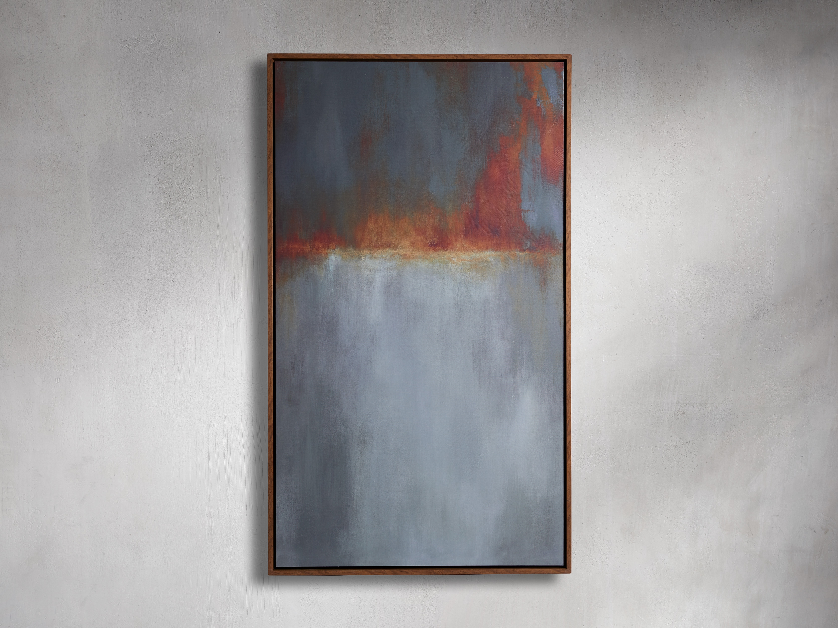 Protracted Framed Print in Wood 36" X 62" Blue - Image 0