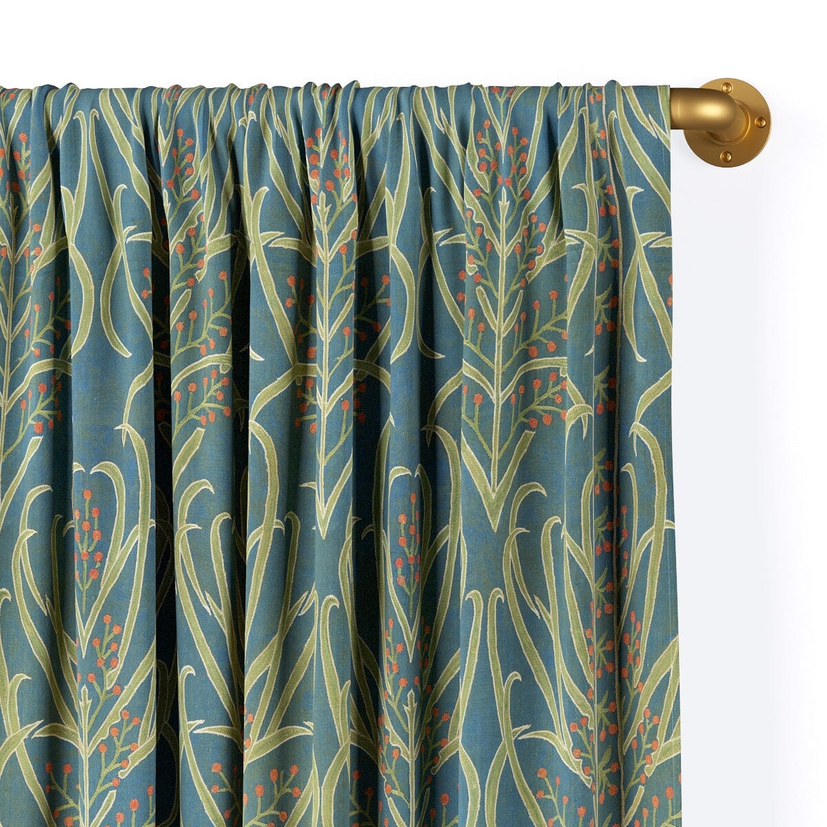 Teal Vines Suzani Rod Pocket Curtain by St. Frank | Blue | 84" Panel | Cotton - Image 0