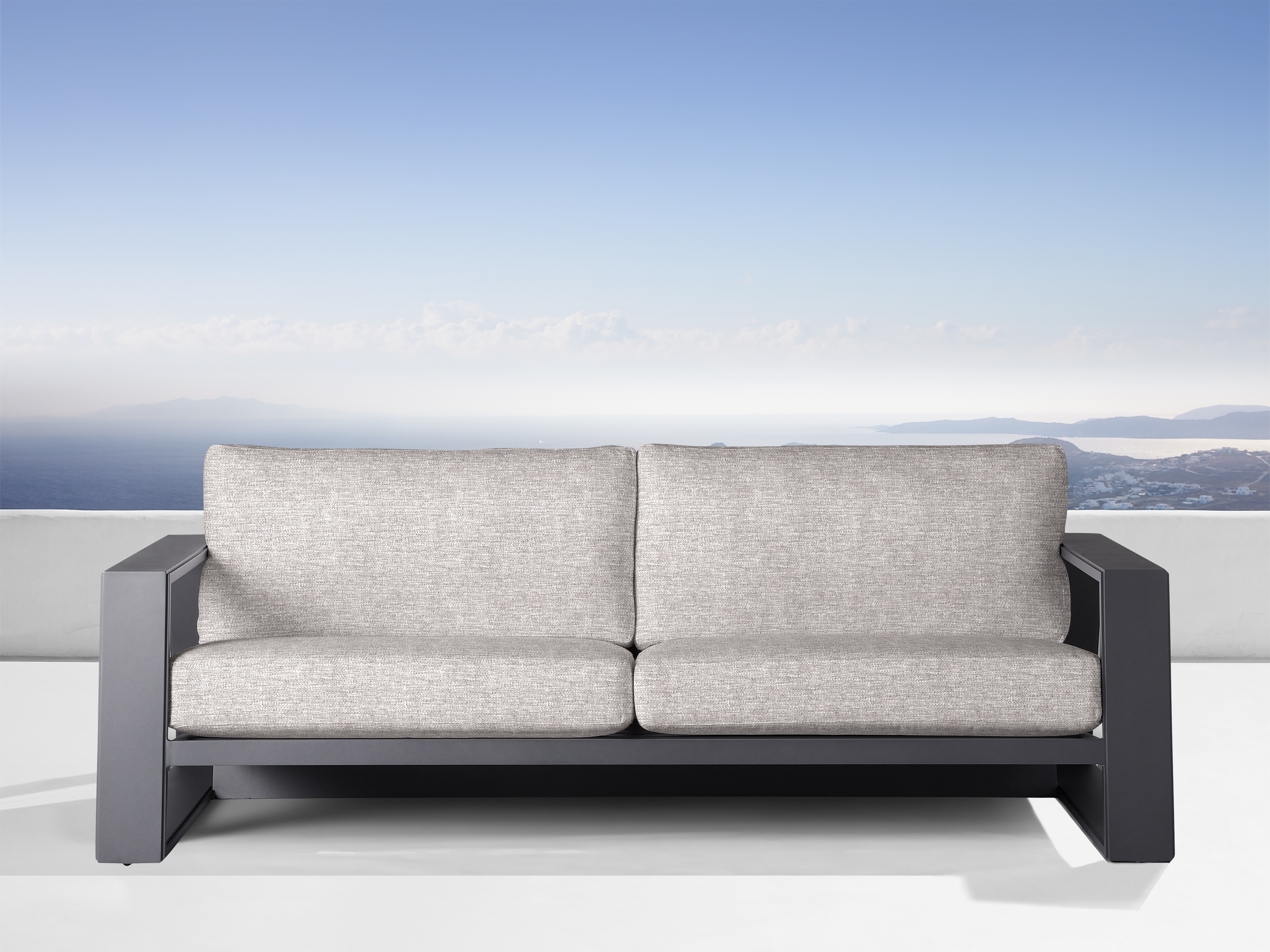 Canyon Outdoor Sofa Aluminum in Natural  Shardai Zinc/96" - Image 0