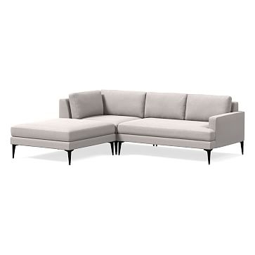Andes Sectional Set 05: Right Arm 2 Seater Sofa, Corner, Ottoman, Marled Microfiber, Ash Gray, Dark Pewter - Image 0