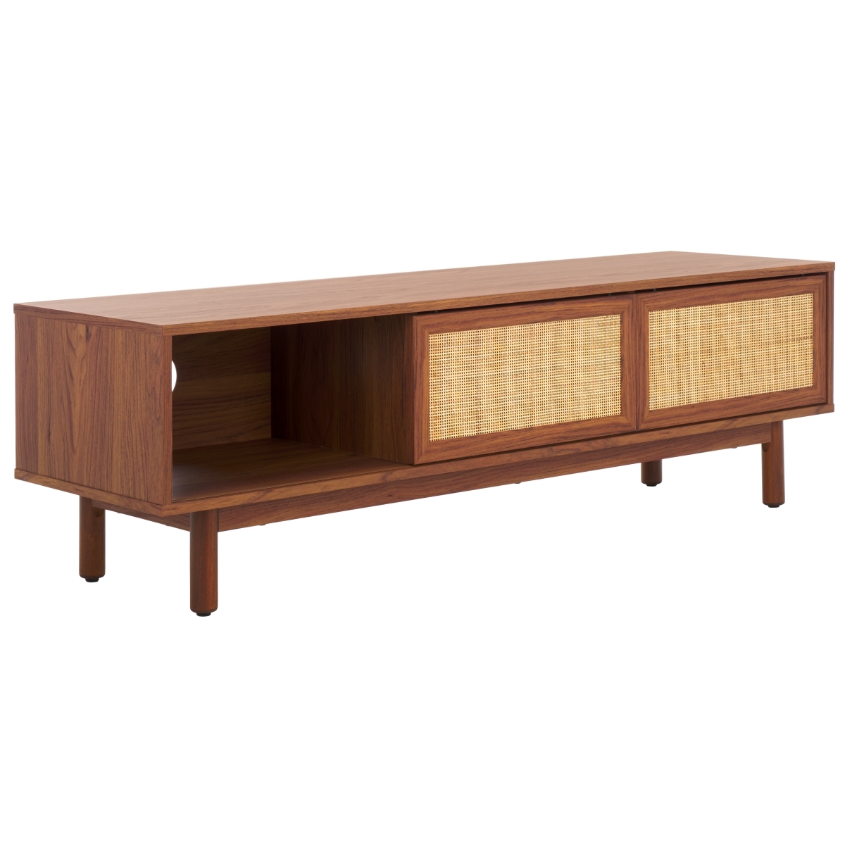 Aino 2 Door Media Stand - Walnut / Natural - Safavieh - Image 5
