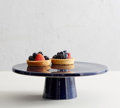 Joshua Stoneware Cake Stand - Navy - Image 2