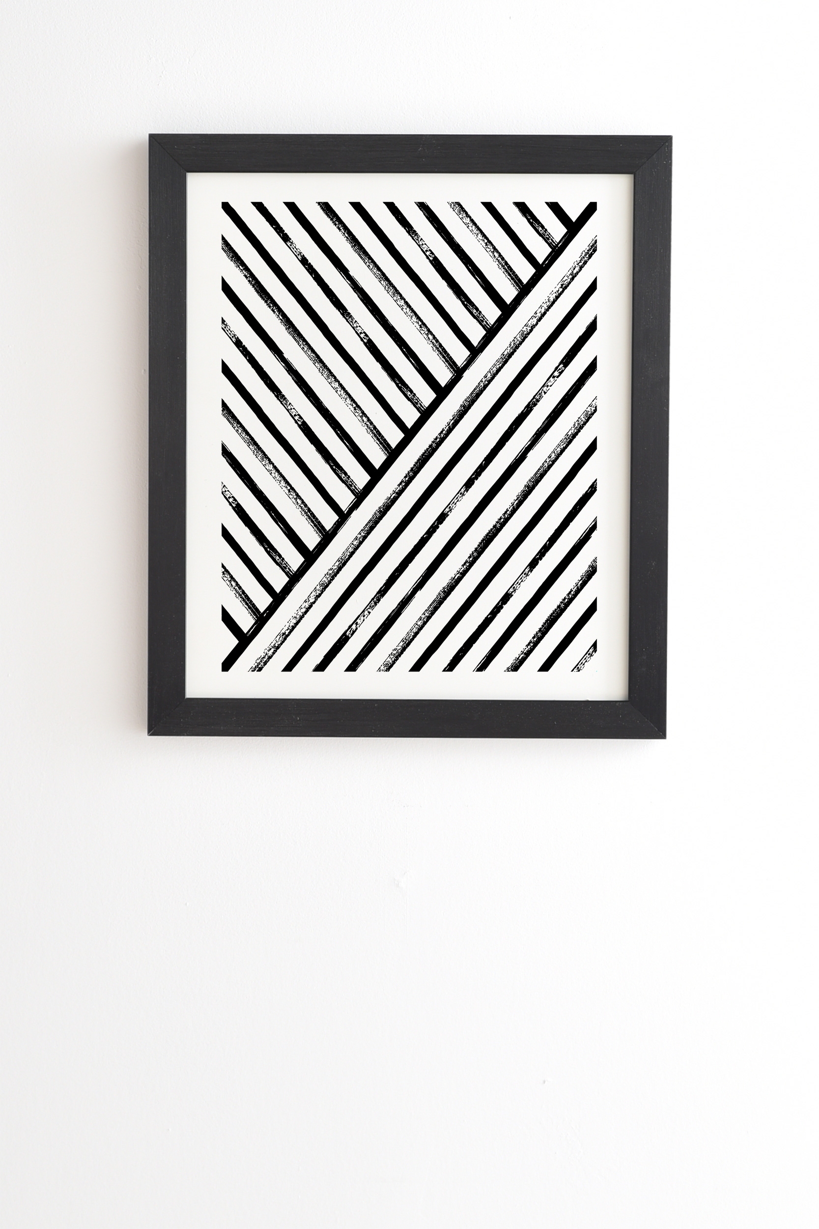 Geometric Stripe Pattern by Kelly Haines - Framed Wall Art Basic Black 14" x 16.5" - Image 0