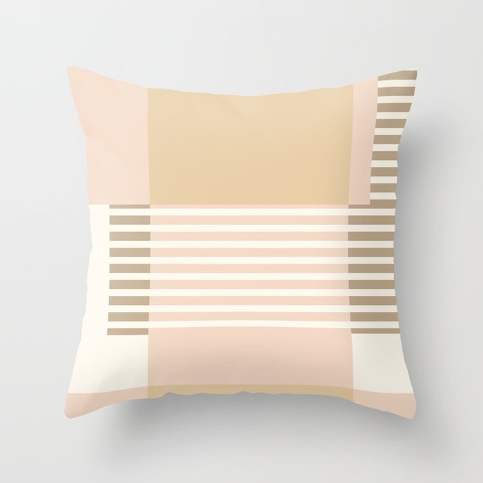 Marfa Abstract Geometric Print In Beige Throw Pillow by House Of Haha - Cover (18" x 18") With Pillow Insert - Indoor Pillow - Image 0