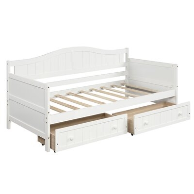 Wooden Daybed With 2 Drawers, Sofa Bed For Bedroom Living Room,no Box Spring Needed,twin Size,white Pine - Image 0