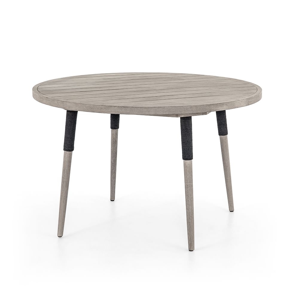 Wood & Rope Outdoor Dining Table 48", Weathered Gray - Image 0