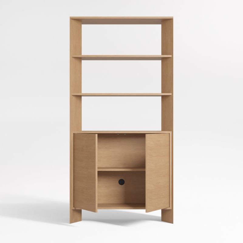 Terrazza 38" Natural Solid Oak Wood 2-Shelf Storage Bookcase Cabinet - Image 2