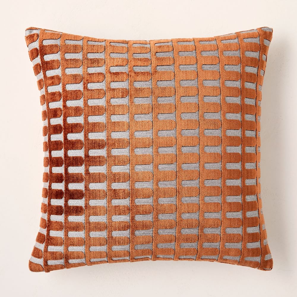 Cut Velvet Archways Pillow Cover, 20"x20", Copper, Set of 2 - Image 0