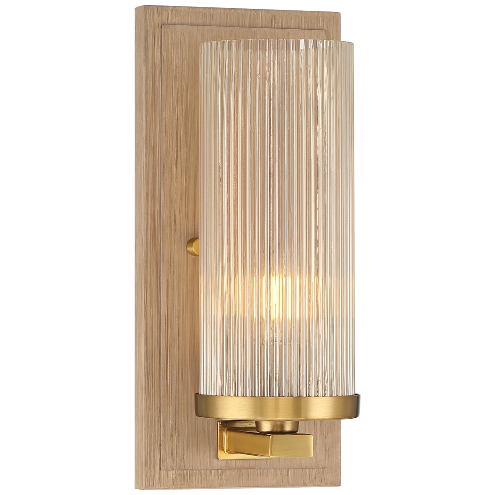 Stiffel Palais 12 1/2" High Gold and Wood Wall Sconce - Image 0