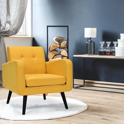 George Oliver Mid Century Accent Chair Fabric Arm Chair Single Sofa W/rubber Wood Legs - Image 0