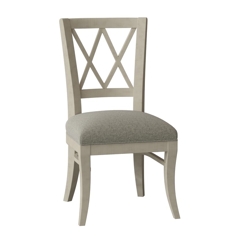 Fairfield Chair Portsmouth Upholstered Cross Back Side Chair Body Fabric: 8789 Stone, Frame Color: Hazelnut - Image 0