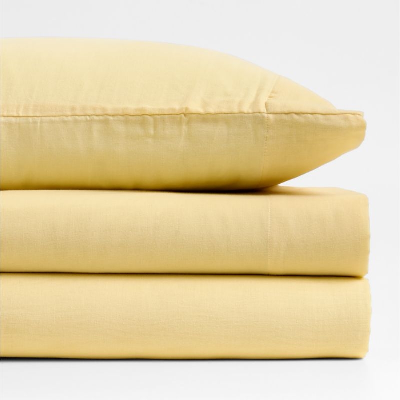 Supersoft Straw Yellow Organic Cotton Gauze Kids Twin Sheet Set - Image 1