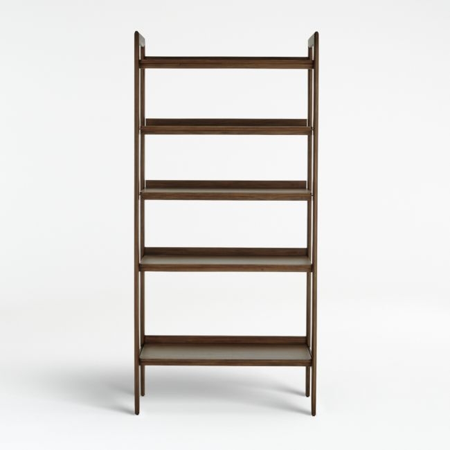 Tate Walnut Wide Storage Bookshelf - Image 0