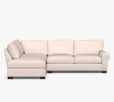 Turner Roll Arm Upholstered Left Arm Loveseat Return Bumper Sectional, Down Blend Wrapped Cushions, Sunbrella(R) Performance Chenille Cloud - Image 1