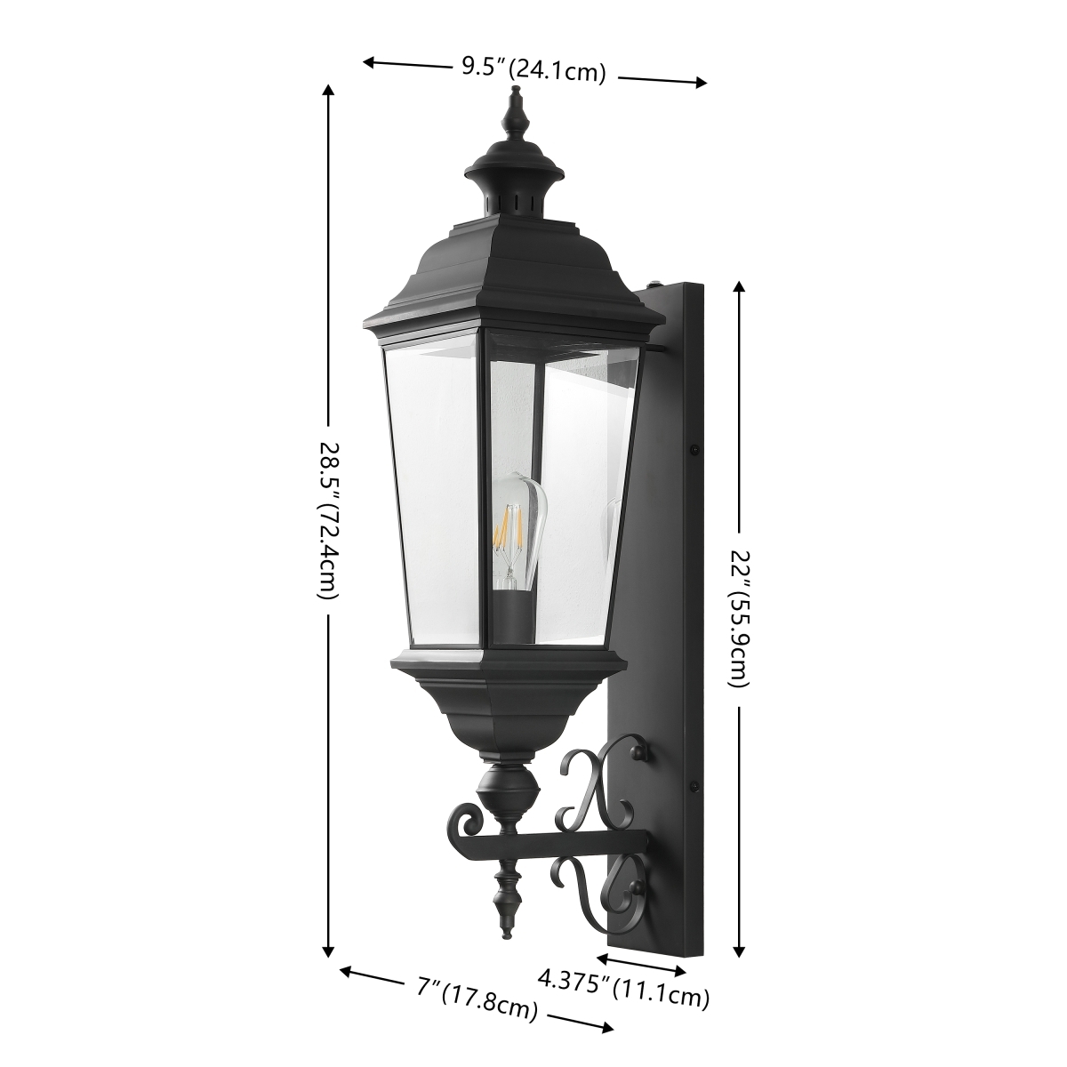 Braden Outdoor Wall Sconce - Black - Image 4