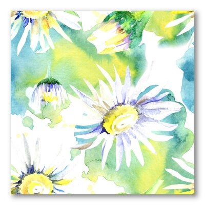 Daisy Flowers Aquarelle Impression II - Traditional Canvas Wall Art Print-FDP36038 - Image 0