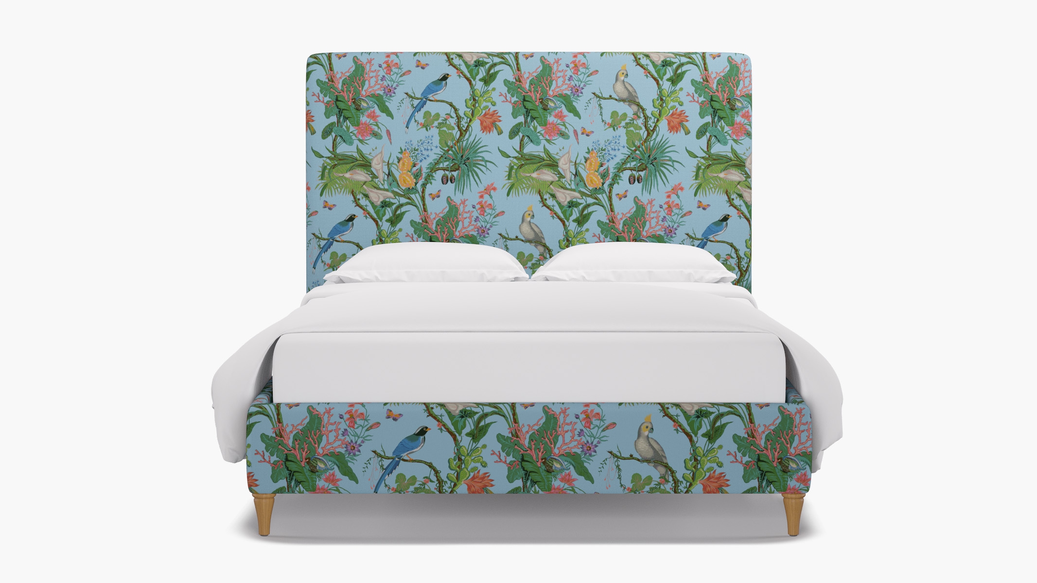 Classic Bed, Sky Cinque Terra, Natural Decorative Tapered Leg, King - Image 0