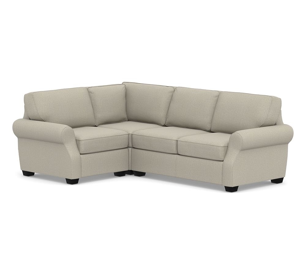SoMa Fremont Roll Arm Upholstered Right Arm 3-Piece Corner Sectional, Polyester Wrapped Cushions, Chenille Basketweave Pebble - Image 0