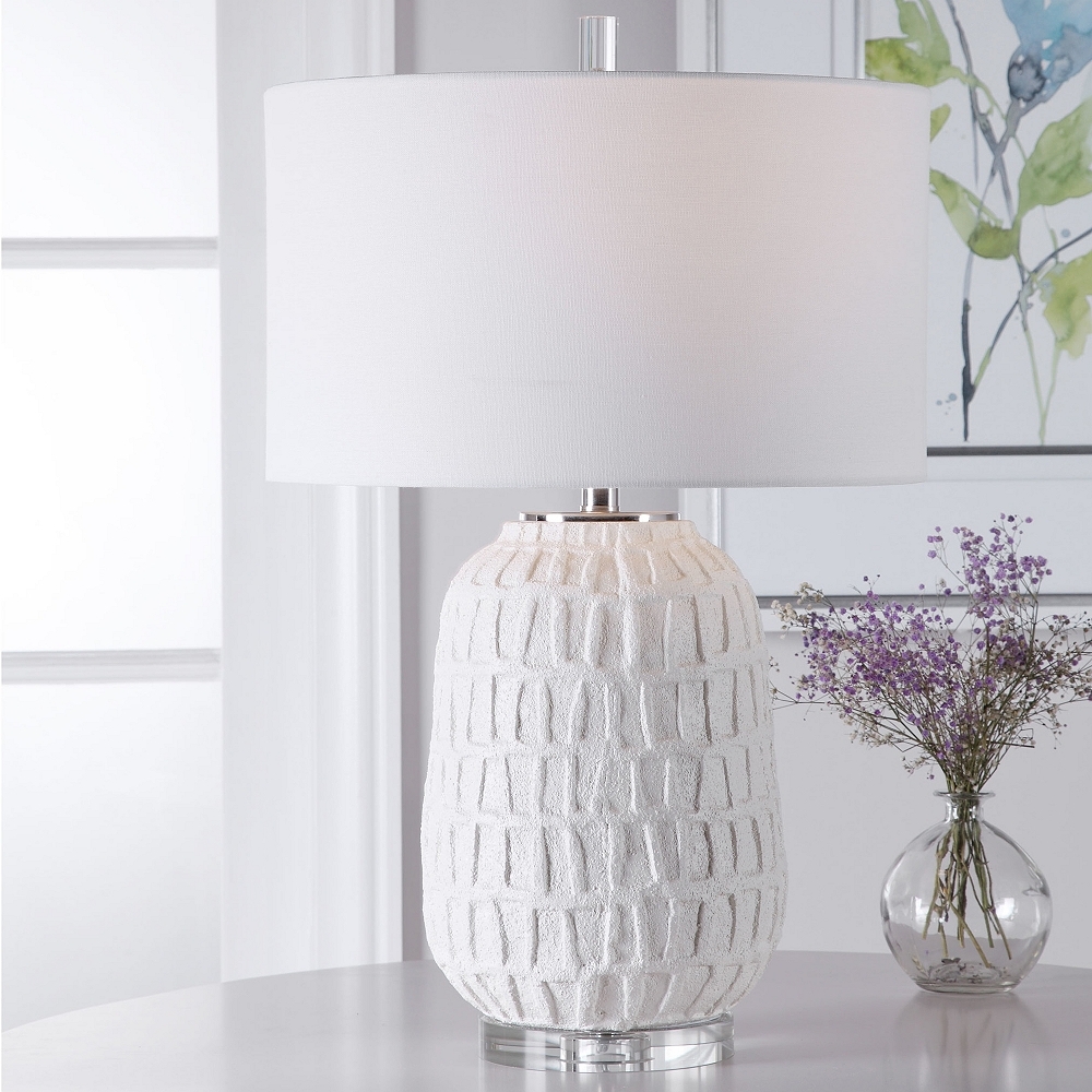Uttermost Caelina Textured Matte White Ceramic Table Lamp - Style # 78T96 - Image 0