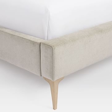 Andes Deco Upholstered Bed- QUEEN, Distressed Velvet, Mineral Gray - Image 3