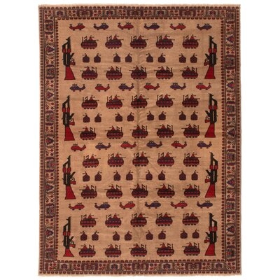 One-of-a-Kind Iranka Hand-Knotted New Age 6'11" x 9'4" Wool Area Rug in Tan - Image 0