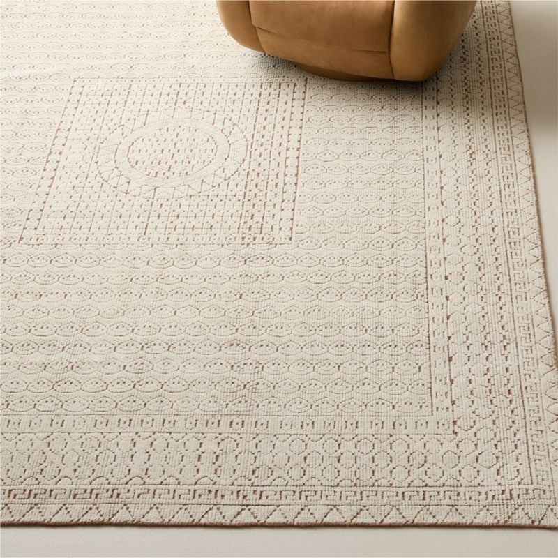 Calero Hand-Knotted Warm White New Zealand Wool Area Rug 5'X8' - Image 1