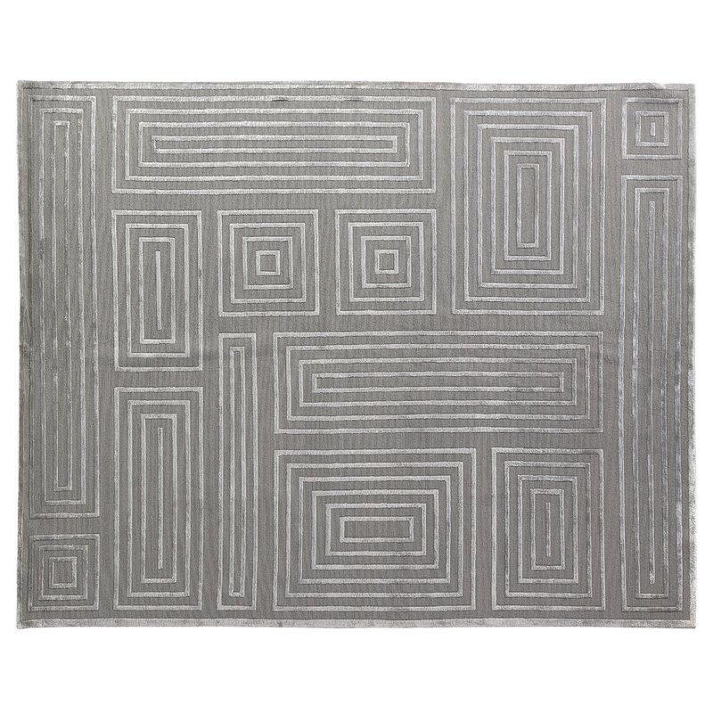EXQUISITE RUGS Metro-Velvet Geometric Hand-Knotted Area Rug in Gray - Image 0