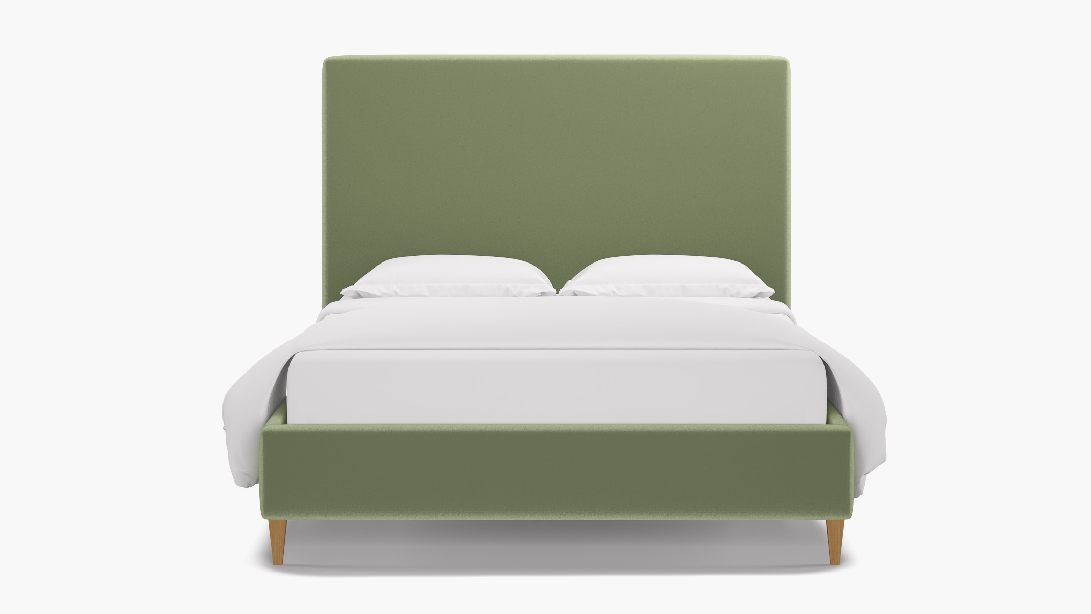 Classic Bed, Celadon Performance Plush Velvet, Natural Square Tapered Leg, Twin - Image 0
