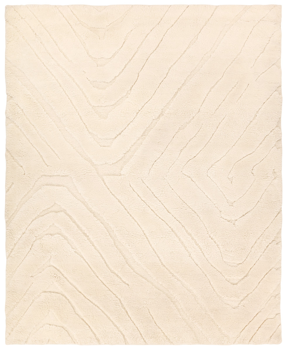 Jair AME02 Handknotted Geometric White Area Rug (6'x9') - Image 0