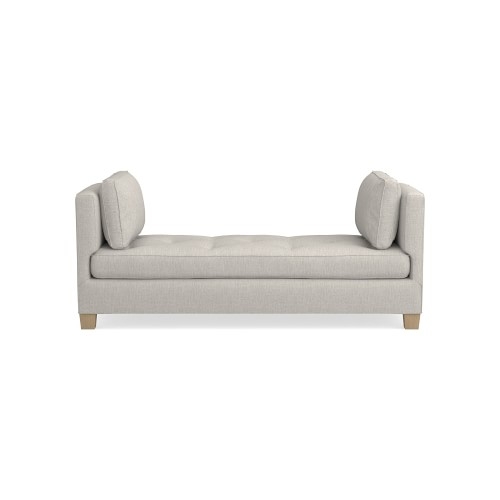 Wilshire Settee, Standard Cushion, Perennials Performance Melange Weave, Oyster, Natural Leg - Image 0