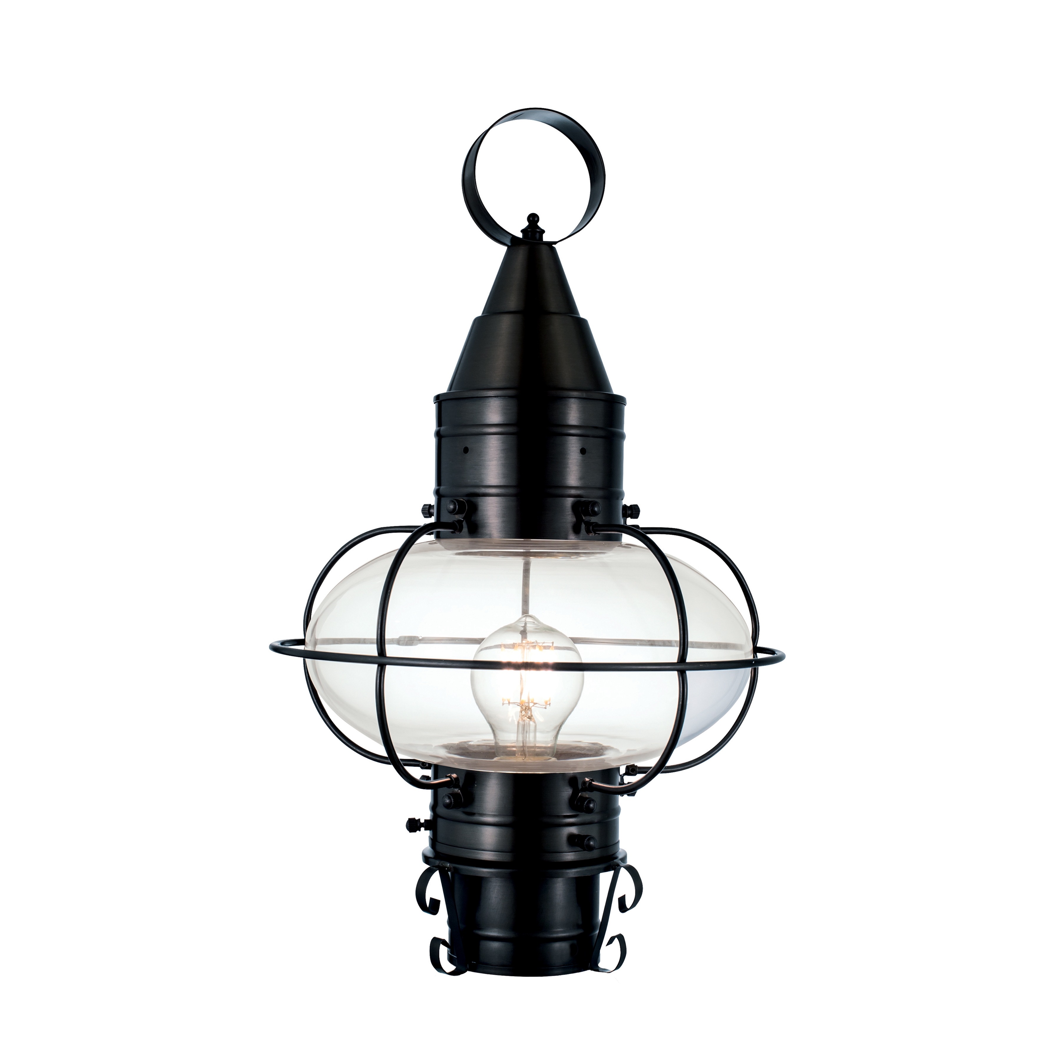 Classic Onion Outdoor Post Light - Black with Clear Glass - Image 0