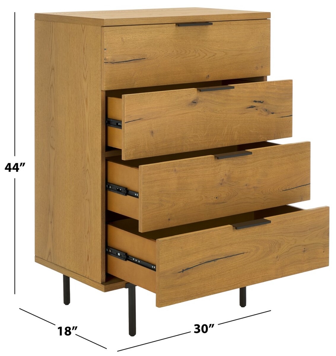 Elizabella 4 Drawer Wood Chest - Oak/Antique Brass - Image 8