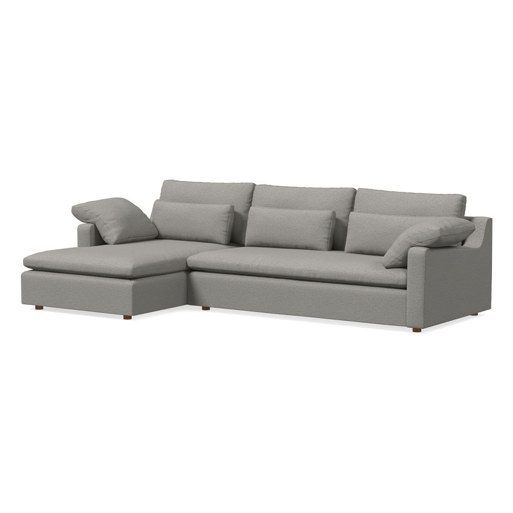 Harmony Swoop Arm 119" Left 2-Piece Chaise Sectional, Twill, Silver - Image 0