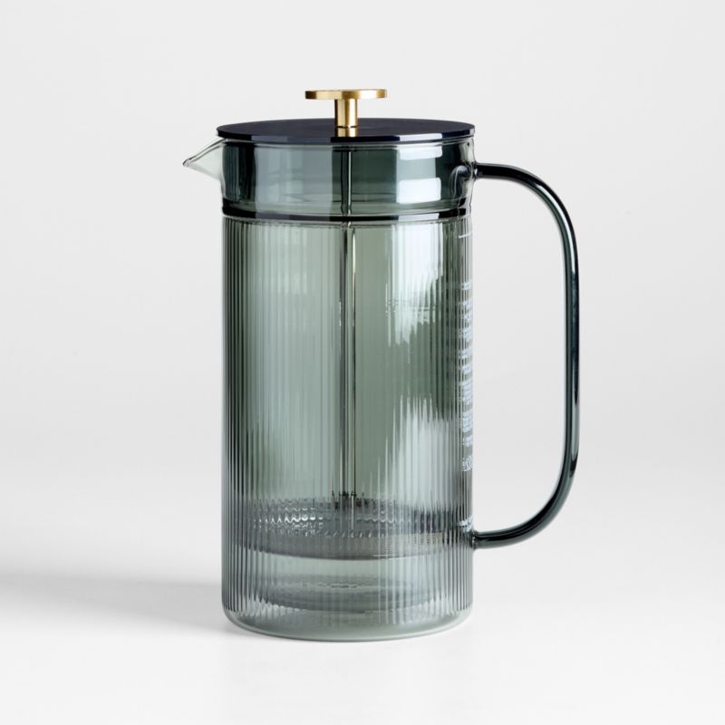 Bodum x Crate & Barrel Verona Smoke Double Wall French Press with Brass Knob - Image 1