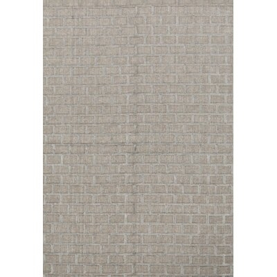 Geometric Hand-Knotted Wool Silver Area Rug - Image 0