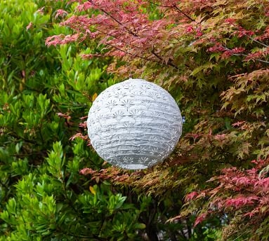 Handcrafted Deco Globe Solar Outdoor Lantern, Porcelain, 12'W - Image 1