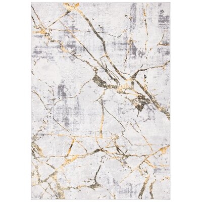 Abstract Grey / Gold Area Rug - Image 0