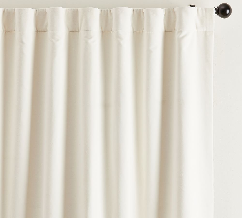 Velvet Twill Rod Pocket Blackout Curtain, Ivory, 50" x 84" - Image 1