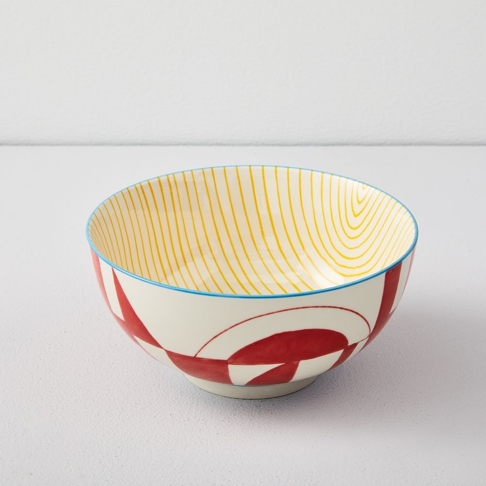 Hand-Painted Pattern Pop Bowl, Large, Georgia Peach, Set of 4 - Image 0