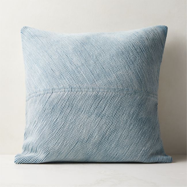 Convey Faded Denim Blue Throw Pillow With Feather-Down Insert 23" - Image 0