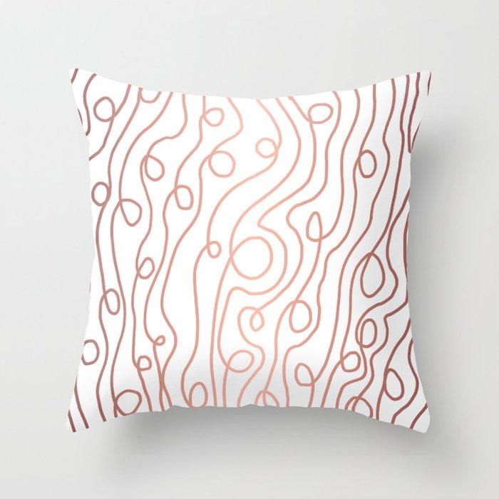 Meander Copper Abstract Painting Pattern Flowing Lines Art And Patterned Decor Throw Pillow by Charlottewinter - Cover (24" x 24") With Pillow Insert - Indoor Pillow - Image 0