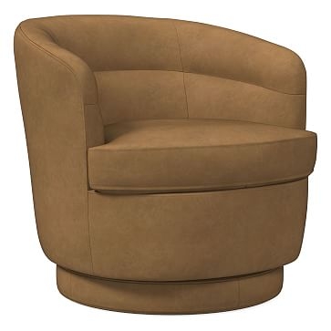 Viv Swivel Chair, Poly, Ludlow Leather, Sesame - Image 1